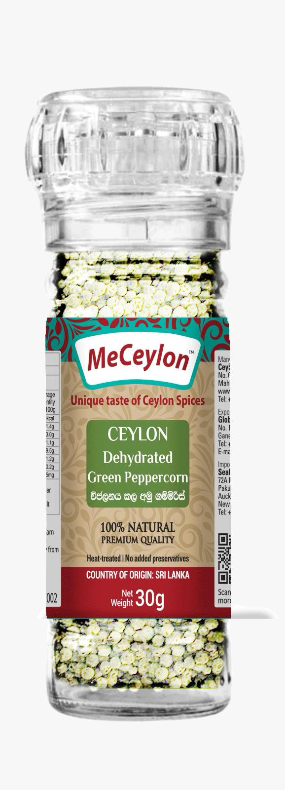 MeCeylon Dehydrated Green Pepper Whole Glass Grinder Bottle 30g 1 MeCeylon Dehydrated Green Pepper Whole Glass Grinder Bottle 30g